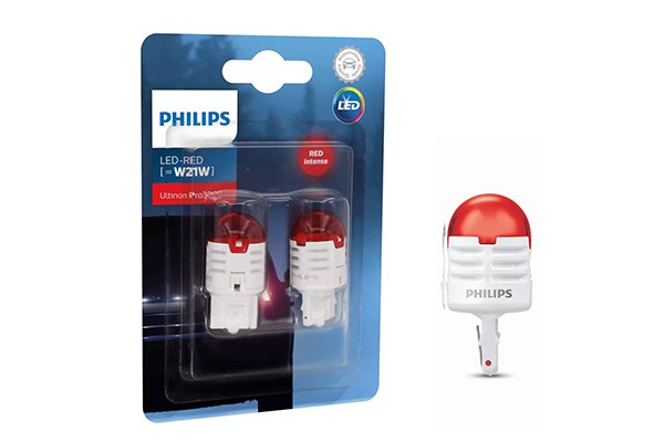Set 2 becuri W21 1.75W 12V LED EXTERIOR  RED W3x16D ULTINON PRO3000 SI PHILIPS