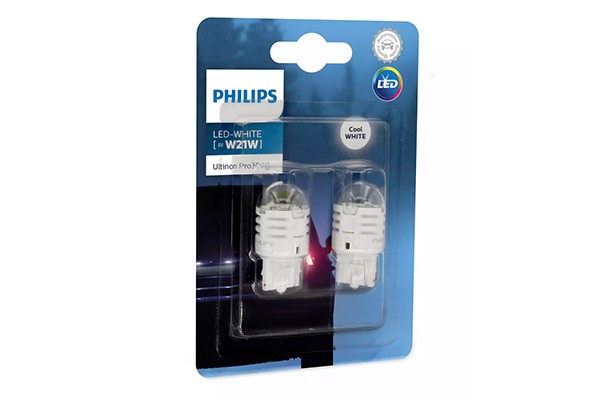 Set 2 becuri W21 21W 12V LED EXTERIOR  RED W3x16D ULTINON PRO3000 SI PHILIPS
