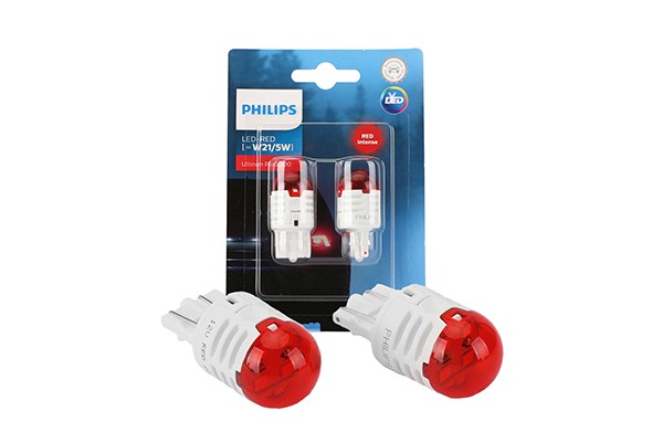 Set 2 becuri W21/5 0.8 W/1.75 W 12V LED EXTERIOR  RED W3x16Q ULTINON PRO3000 SI PHILIPS