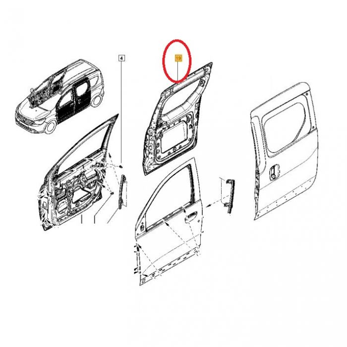 Usa laterala dreapta spate culisanta (model fara geam) Dokker (2012 – Prezent)