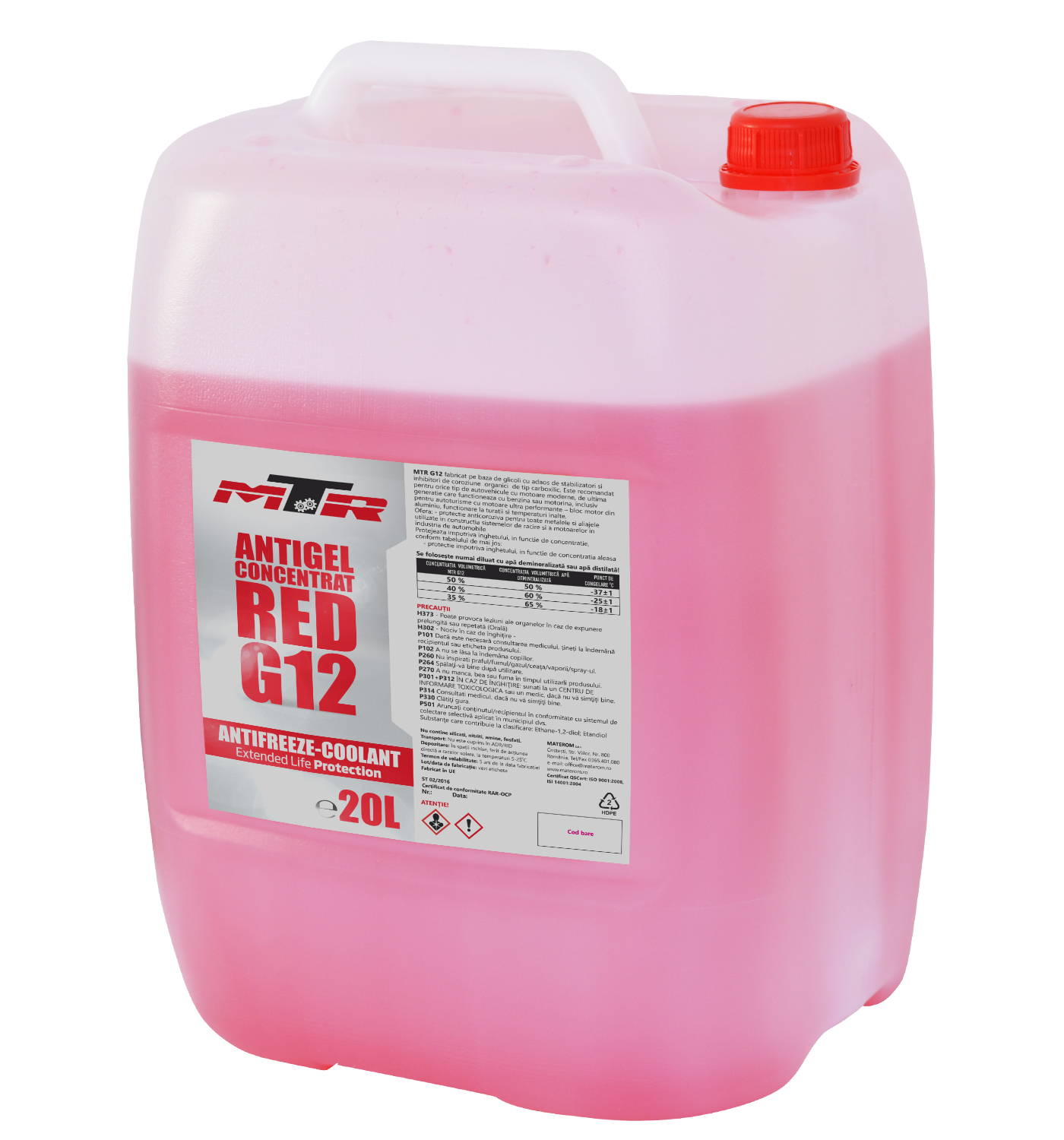 Antigel concentrat MTR rosu G12 20L